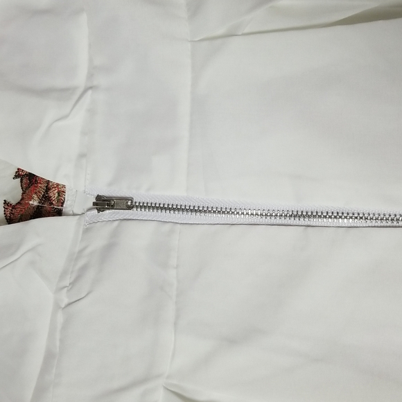 Floral embroidered mini white dress Medium and Large available - Picture 8 of 9